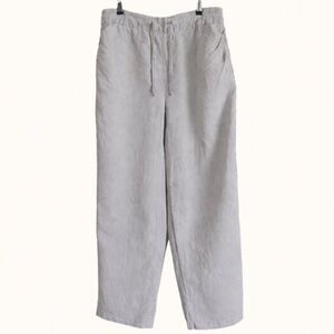 Artisan Ny 100% Linen Light Gray Flowy Wide Leg Pants XL